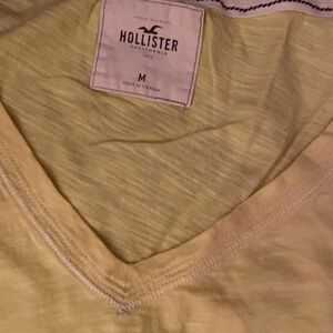 Hollister Light Yellow V-Neck Tee